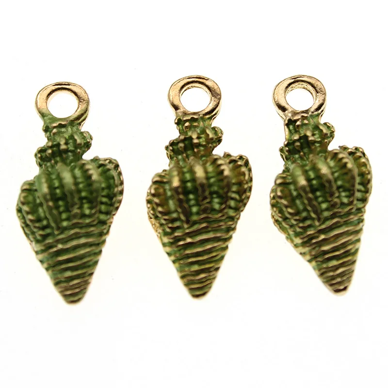 conch green 10 шт цветные морские капли масла океана Морская звезда раковина Раковины Морская Эмаль Подвески DIY браслет ожерелье серьги ювелирные изделия DIY ремесло - Окраска металла: conch green