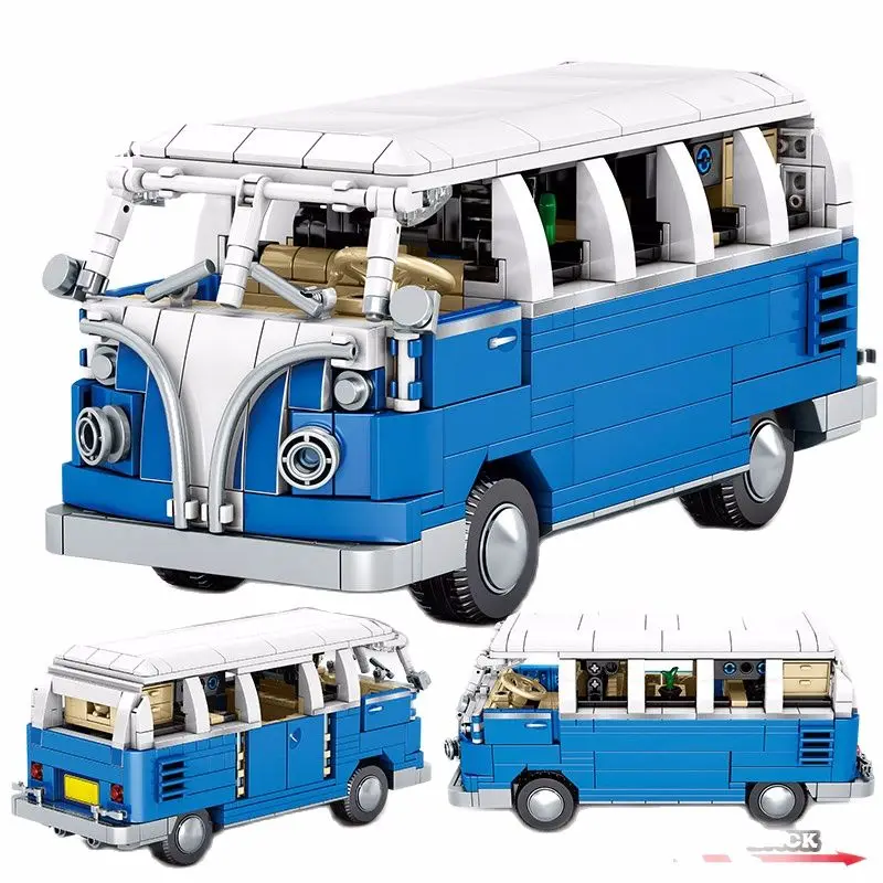 

City Pull Back Classic Bus technical Car MOC Model Building Blocks Creator Mechanic Truck Vehicle Bricks Toys For Children Gifts