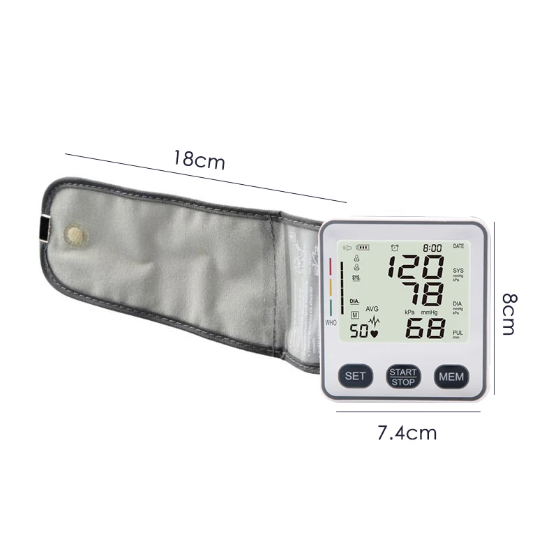 

Medical Wrist Sphygmomanometer Automatic Digital BP Tonometer Tensiometer Heart Rate Pulse Monitoring Blood Pressure Meter