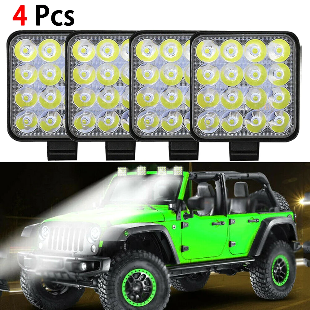 

4Pcs 48W 16LED Work Light Flood Beam Bar Car SUV ATV Off-Road Driving Fog Lamps