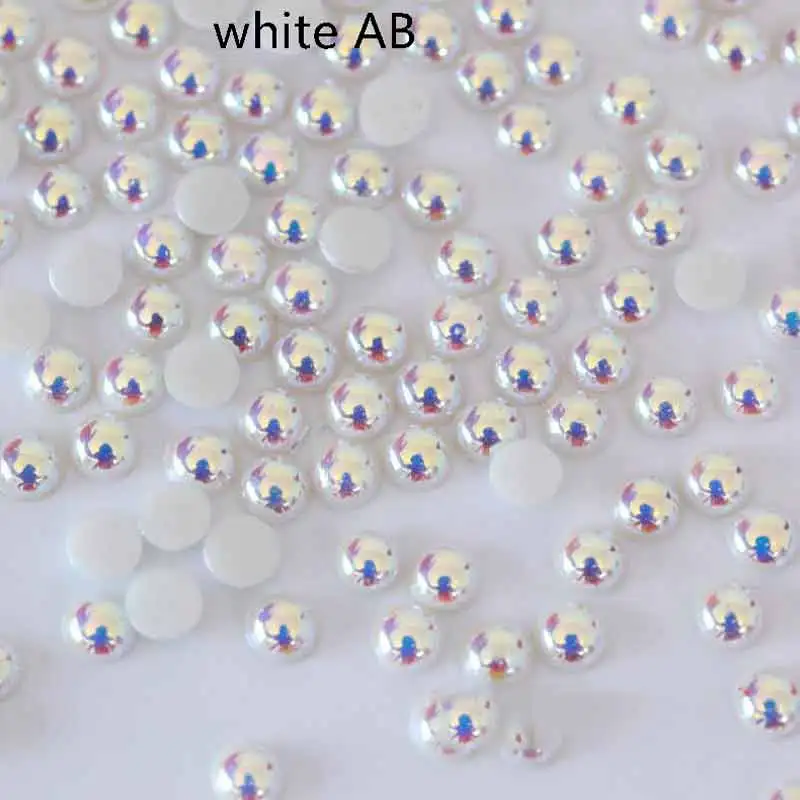 Праджня Нейл-арт стразы с прямой основой AB белым шариком и отделкой из горного