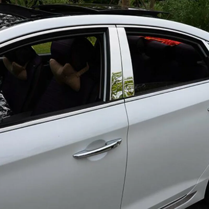

6Pc Set Car Window Pillar Post Covers Protector Trim Chrome Stainless Steel for Hyundai Sonata 2015-2019 Accessories