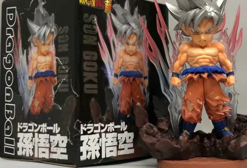

Dragon Ball Anime Peripheral Q Version Silver Hair Monkey King 51 Generation Wukong Boxed Figure Doll Decoration Model Toy Gift
