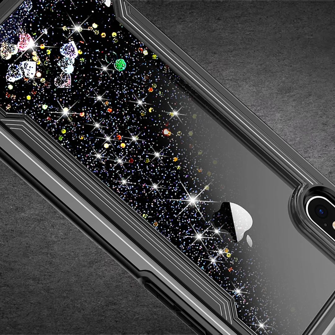 Броня Гибридный ударопрочный каучук бампер чехол для iPhone 11 Pro Max 6 6s 7 8Plus X XS Max XR жидкий сыпучий песок украшение блестки чехол