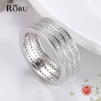 sterling silver 925 jewelry womens crystal wide ring shining simulated diamond personality fine silverware female gift
