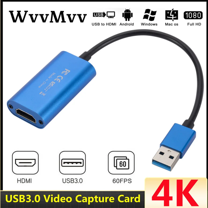 

4K Video Capture Card USB3.0 HDMI Video Grabber Record Box For PS4 Game DVD Camcorder Camera Recording Live Streaming