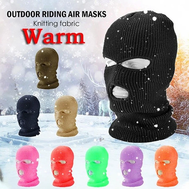 

Full Face Cover Ski Mask Hat 3 Holes Balaclava Army Tactical CS Windproof Knit Beanies Bonnet Winter Warm Unisex Caps