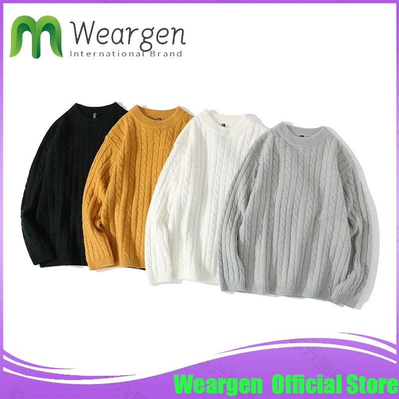 

Weargen Men Hip Hop Knitted Jumper Sweaters Solid color Streetwear Harajuku Autumn Casual Knitwear Pullovers Fashion NYH103