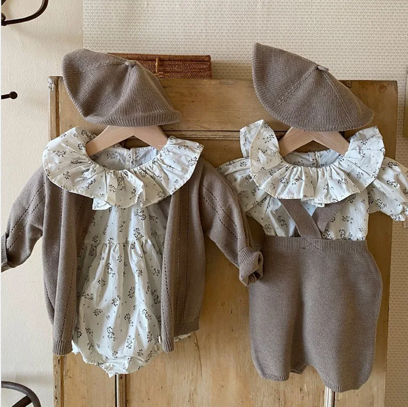 

2021 Autumn Baby Girls Coat Newborn Boys Sweater Toddler Infant Knitting Cardigan Vintage Korean Long Sleeve Cotton Jacket Tops