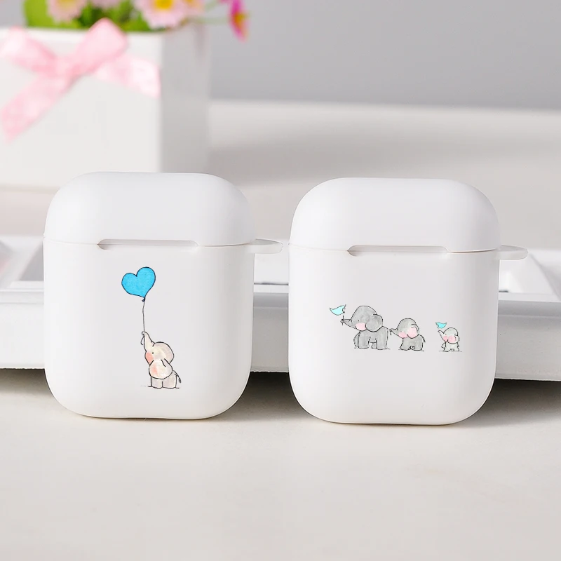 Белые чехлы с мультяшным рисунком для Apple AirPods милые детские слоны беспроводные
