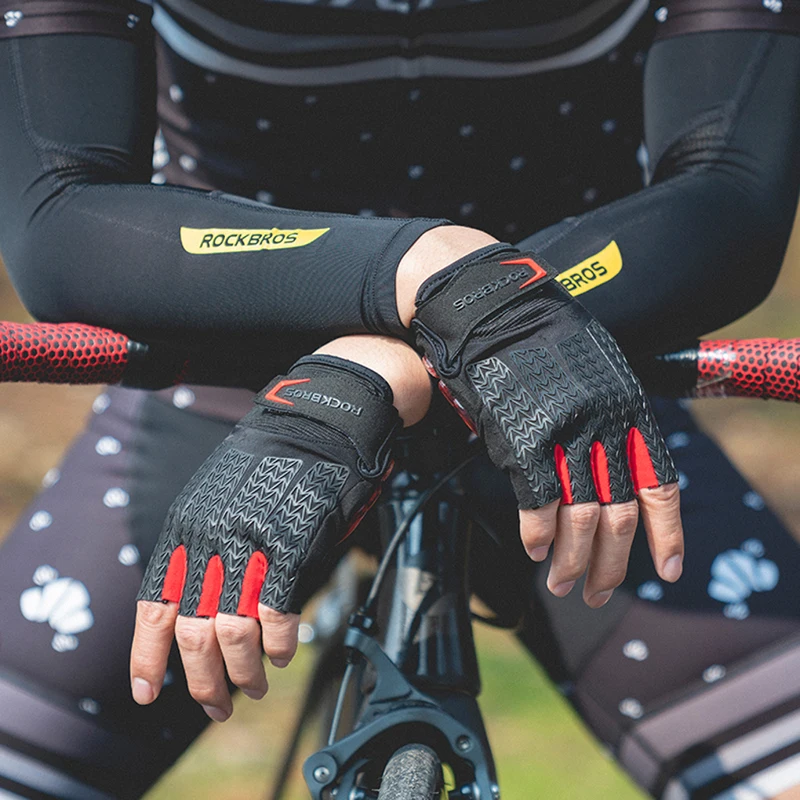 ROCKBROS велосипедные перчатки весна осень на половину пальца противоударные MTB