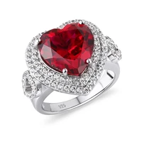 gz zongfa genuine 925 sterling silver heart rings for women 8 carats big 1212mm red gemstone valentine gift fine jewelry