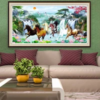 5d diamond embroidery photo painting spring landscape waterfall cross stitch horse full round square drill rhinestone home decor