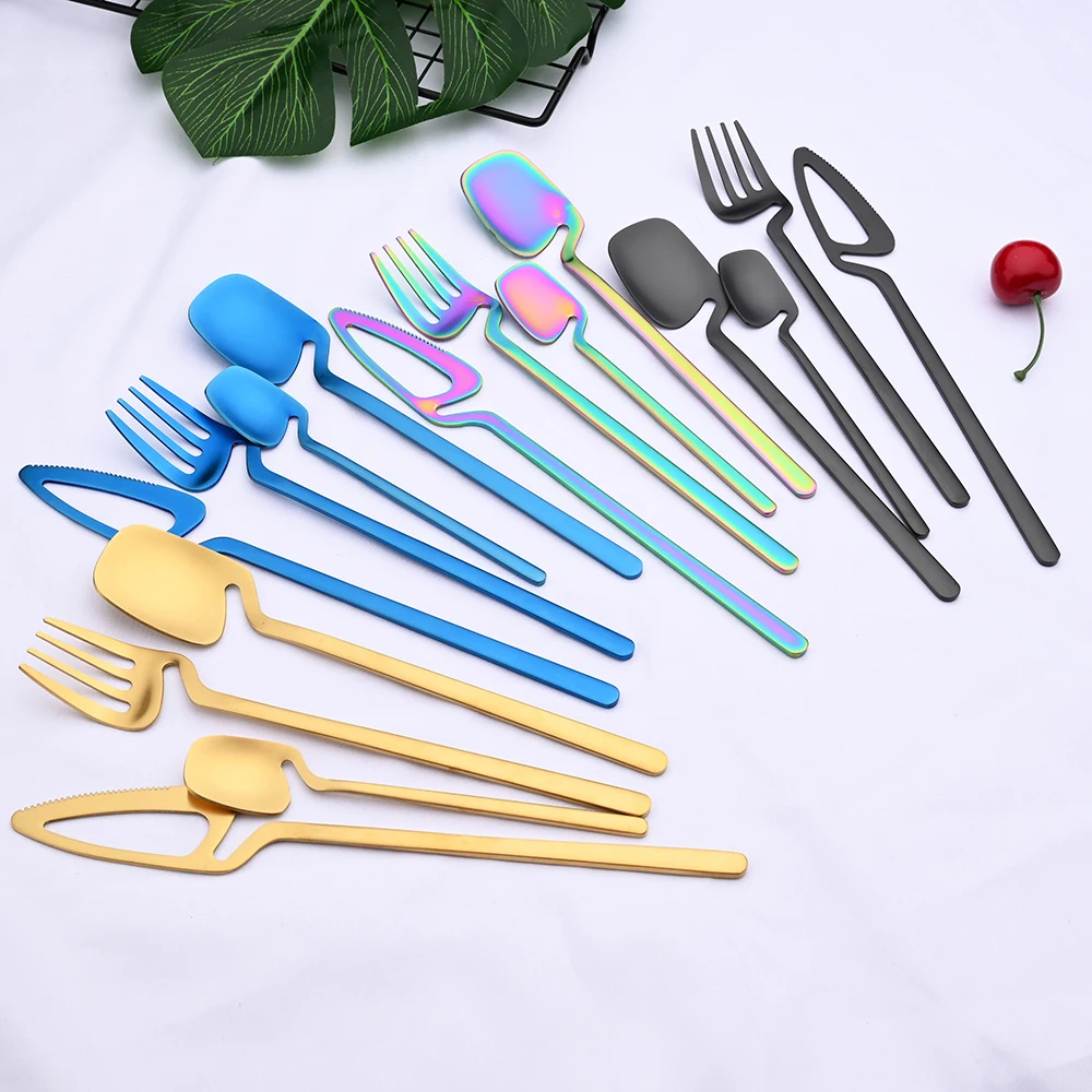 1 шт. матовый фиолетовый набор столовой посуды из нержавеющей стали 304 серебряных