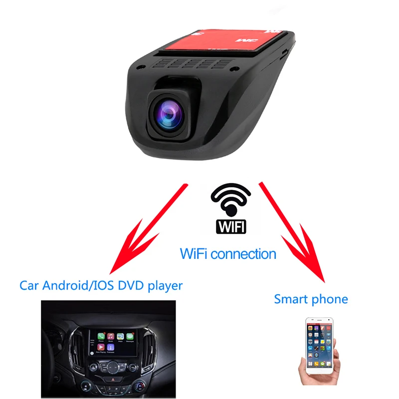 Ainina WiFi Скрытая Автомобильная dvr камера рекордер, Wi-Fi Автомобильная dashcam с камерой заднего вида управление приложением