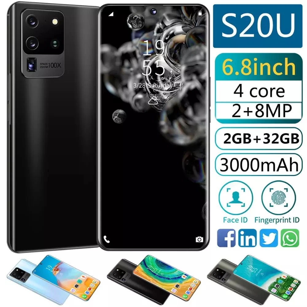 

Глобальная версия S20 U Android 9,0 смартфон 6,8 дюймов мобильный телефон с двумя sim-картами 3G 2 Гб Оперативная память 32GB Встроенная память распознав...
