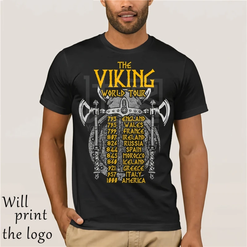 Impressionante Maschio Vikings World Tour Battaglie del Passato Divertente Scherzo футболка футболки Confortevole|Мужские