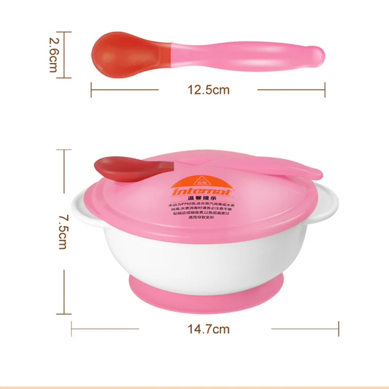 

Baby Feeding Tableware Children Plate Sucker Bowl Toddler Baby Kids Child Feeding Lid Training Bowl with Spoon Learnning Dishes