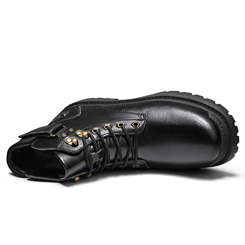 

Autumn Winter Leather Boots for Men Warm With Fur Men Young Casual Boots Brown Black Mens Working Safety Boots Brand Casual Shoe