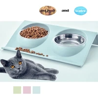 splash proof and leak proof stainless steel double pet bowls food water feeder for dog puppy cats feeding pets supplies