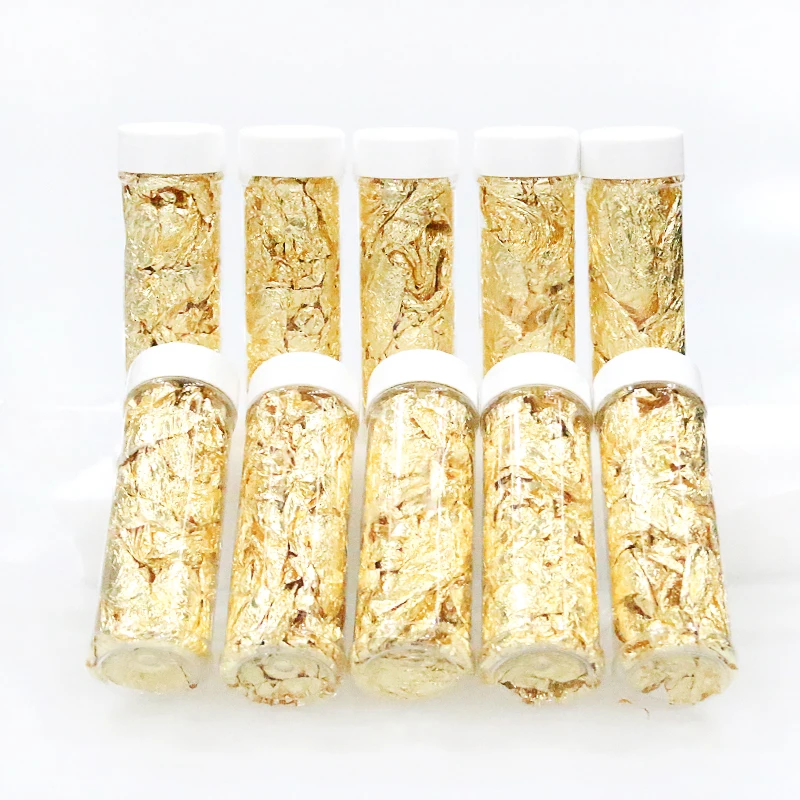

10PCS Grade Genuine Gold Leaf Schabin Flakes Decorative Dishes Wine Ice Cream Chef Art Cake Decorating Tools Chocolates
