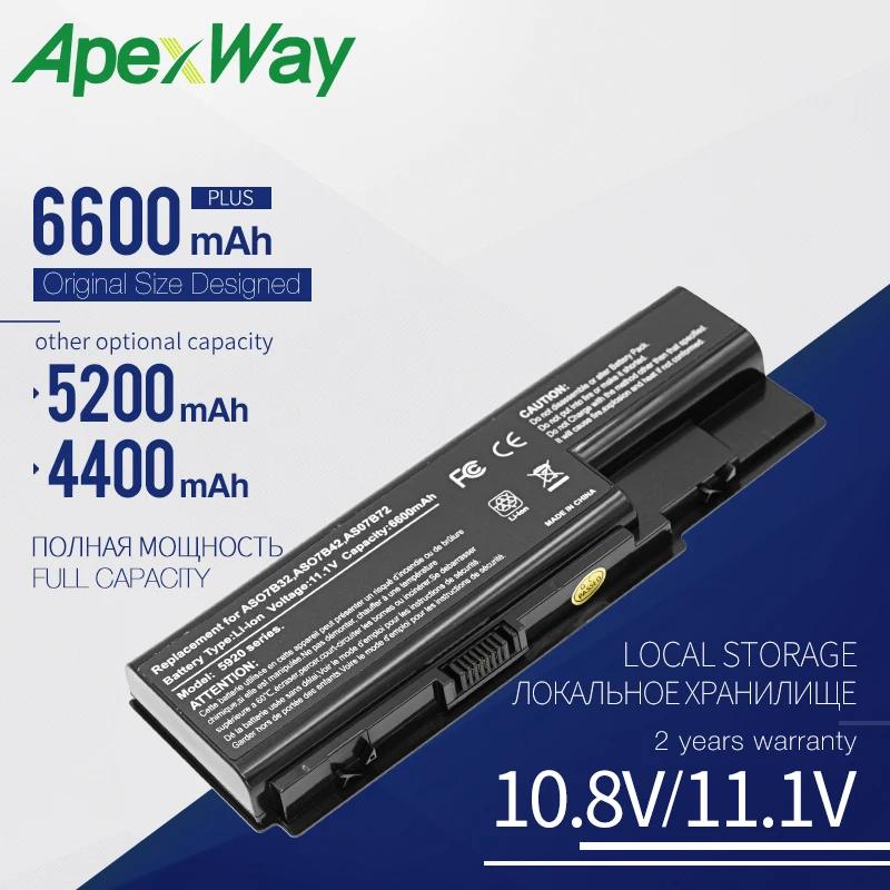 

Apexway 6 ячеек Новый аккумулятор для ACER AS07B31 AS07B41 5715 5715Z 5720 5720G 5730 5730Z 5730ZG 5739 5739G 5910G 5920 5930 5935 5942