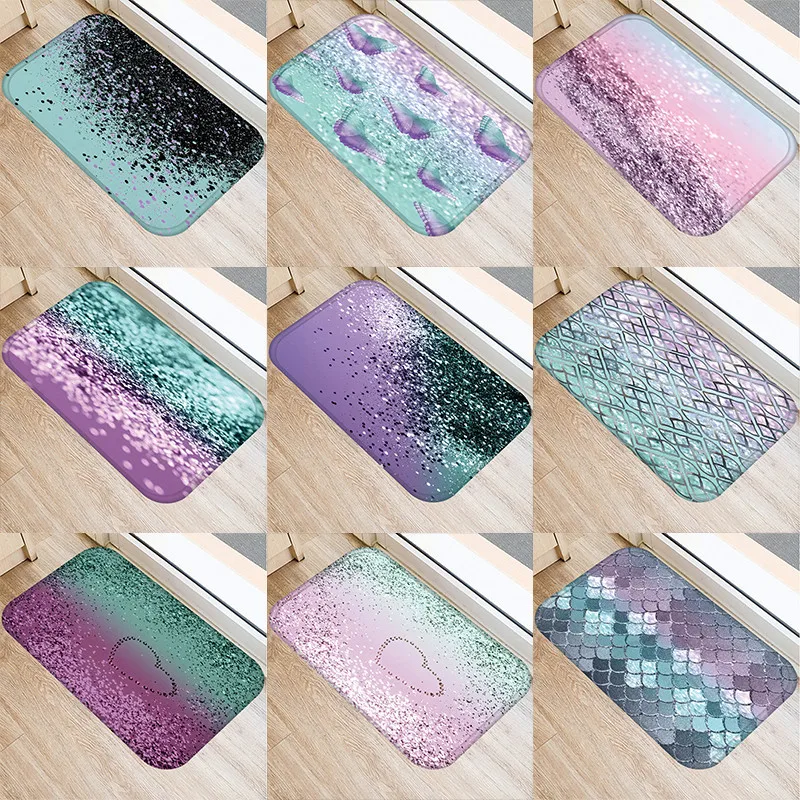 Геометрическим фиолетовым с защитой от скольжения коврик половик для кухонной и