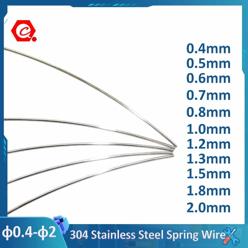 1-10 Meters A2 304 Stainless Steel Spring Steel Wire Dia 0.4 0.5 0.6 0.7 0.8 1.0 1.2 1.3 1.5 1.8 2.0mm