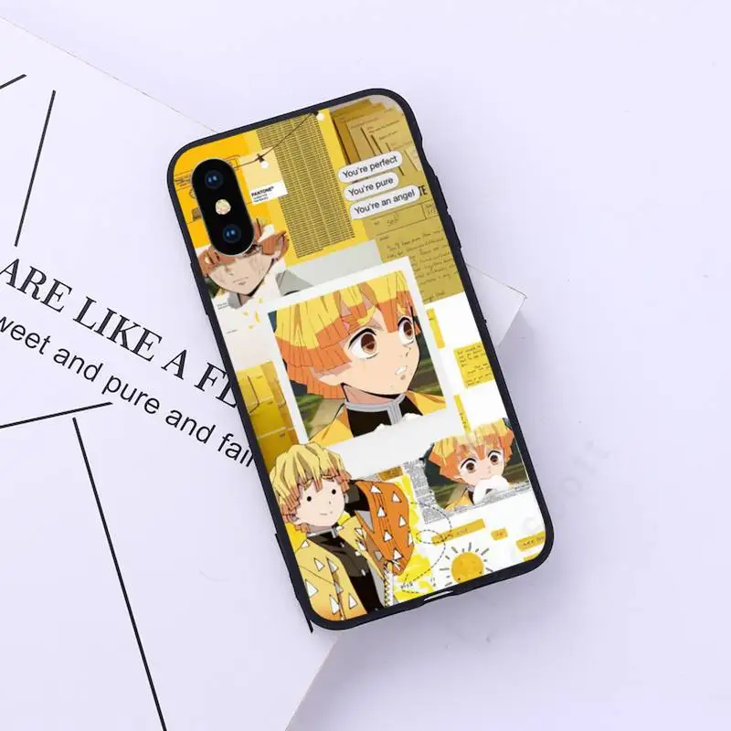 

Anime Zenitsu Demon Slayer Yellow lightning Phone Case for iPhone 11 12 pro XS MAX 8 7 6 6S Plus X 5S SE 2020 XR