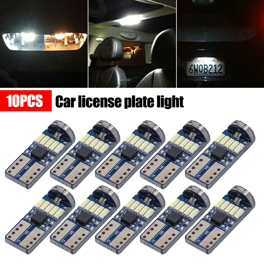 

10PCS 12V 6000K Car Interior Lighting T10 LED Bulb Map Reading Dome Lamp License Plate Light 15-4014-SMD Driving Side Marker LED