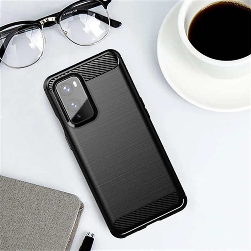 

For OnePlus 9 Case Rubber Bumper Soft Silicone Carbon Fiber Cover For OnePlus 9 One Plus 9 1+9 Pro Phone Case For OnePlus 9 Case