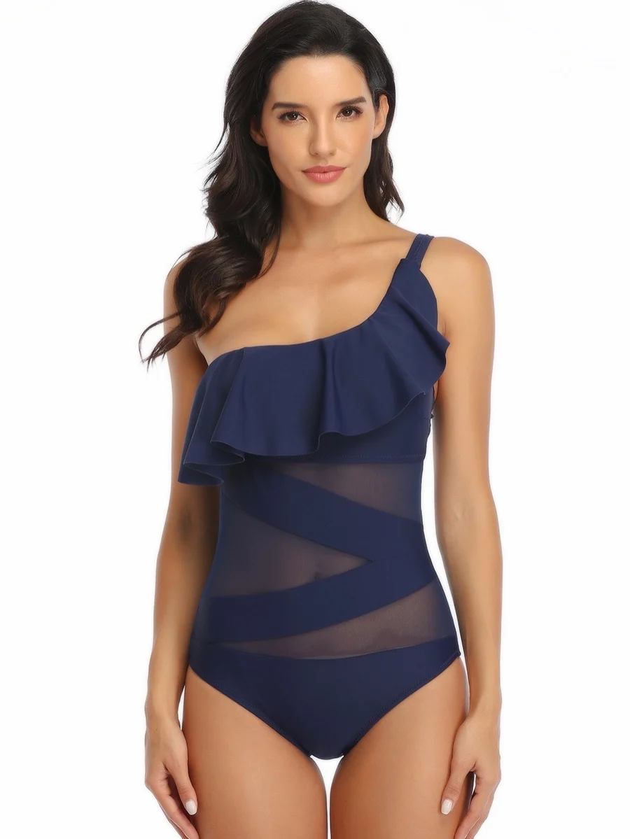 

2021 New Sexy One Piece Swimsuit Female Detachable Flounce Lace Swimwear Women Brazilian Monokini Bathing Suit Plus Size 4XL 5XL
