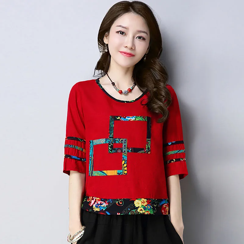 Женская свободная футболка с цветочной вышивкой винтажный летний топ в стиле