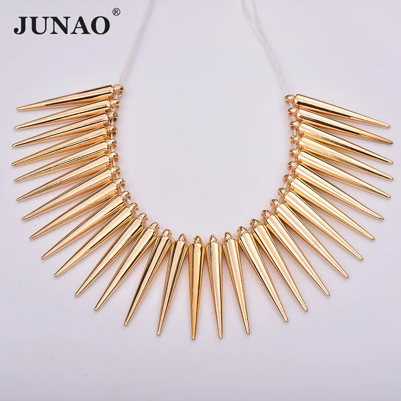 JUNAO 100 шт. 5*35 мм золотистые/Серебристые пластиковые Заклепки швейные стразы