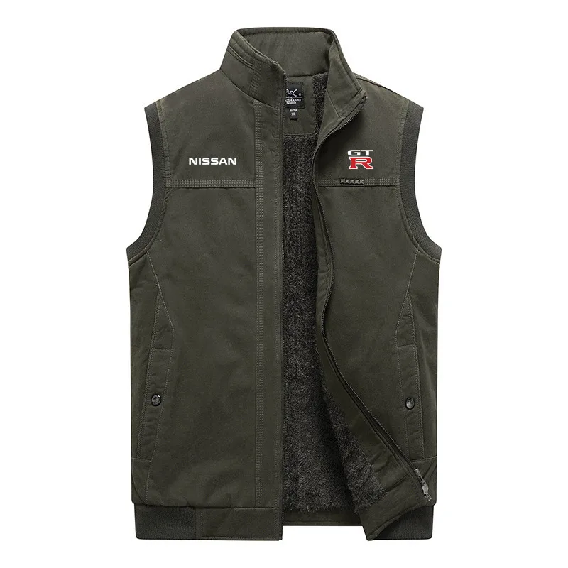 

New Man Vest Coat GTR Car Logo Custom Made Brand Print Cotton Quick Dry Leisure Man Zipper Sleeveless Warm Comfortable Men Vest