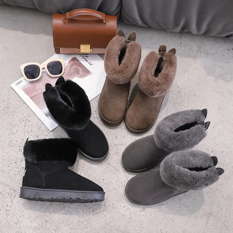 

Warm and velvet snow boots women's shoes 2020 winter new cotton shoes thick-soled brown women's boots fashion trend cotton boots