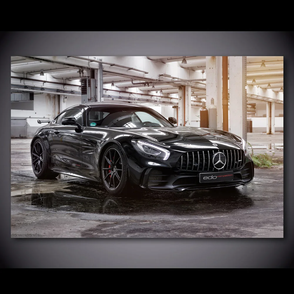 Настенная картина черный автомобиль Mercedess AMG GT R суперкар плакаты и принты