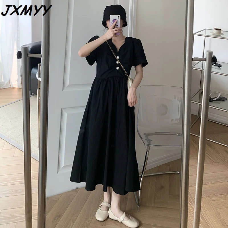 

Fashion plus size women's fat MM summer short-sleeved pure cotton knitted dress with light and thin temperament JXMYY