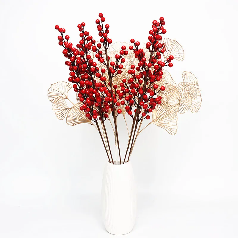 Hot Gold Artificial Eucalyptus Ginkgo Holly Leaf Plants Flower Wedding Decoration for Home Decor DIY Christmas | Дом и сад
