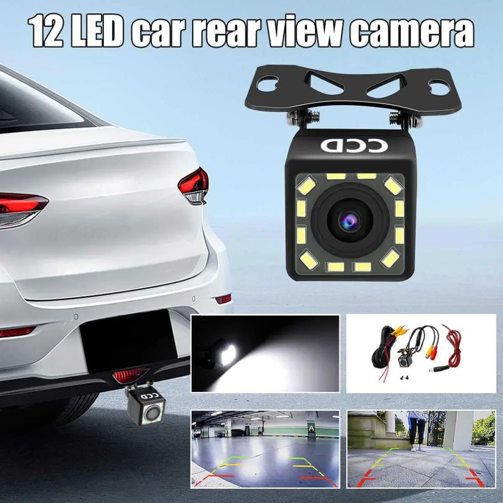 

12 Lights Plug-In Square Reversing Camera Car Night Vision Waterproof Reversing Image Rear View Wide-Angle Reversing Camera