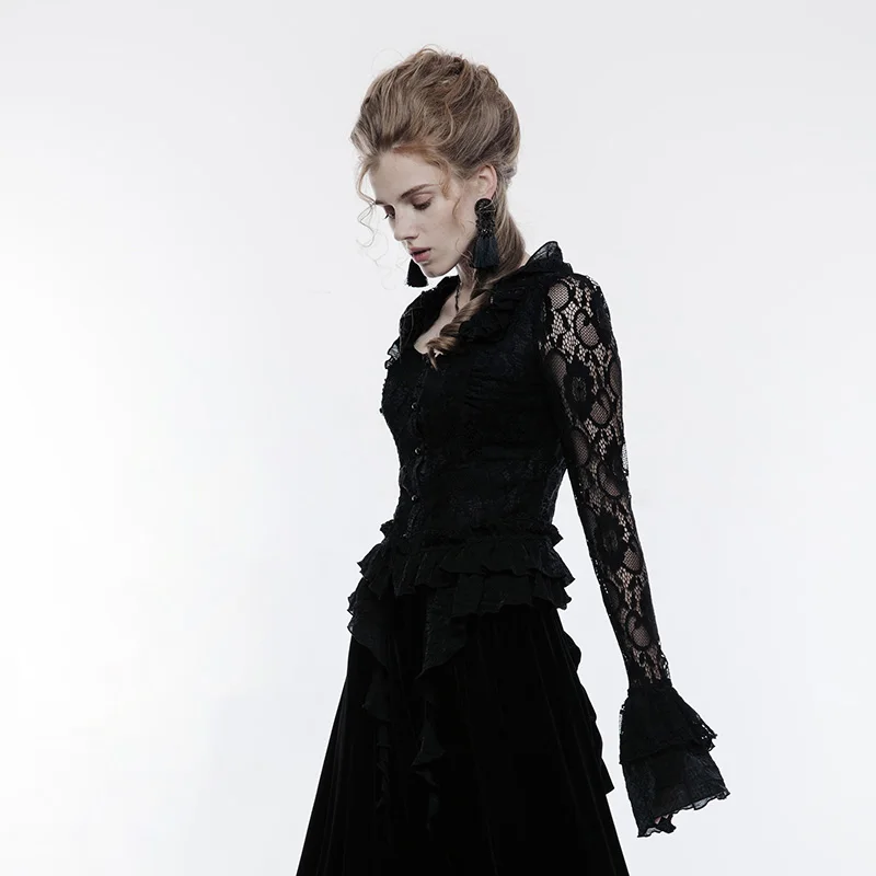 Женский воротник с оборкой в стиле панк шикарный прозрачный кружевной рукав|women