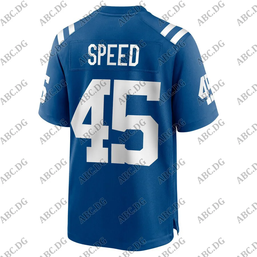 

Customized Stitch American Football Jersey Men Women Kid Youth Indianapolis E.J. Speed Royal Game Jersey