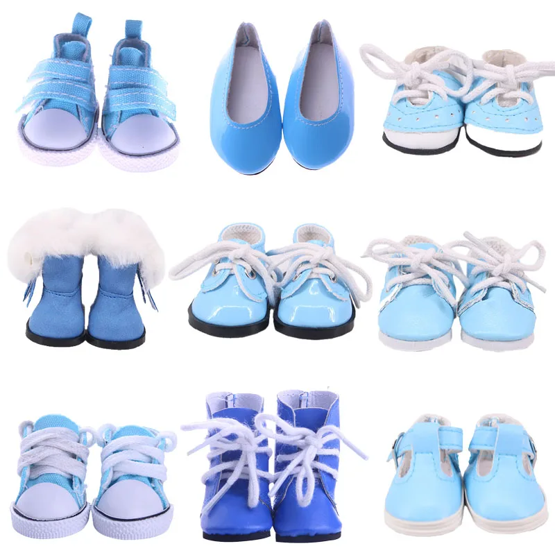 

5CM Doll Shoes Blue Styles Casual Daily Wear Canvas Shoes Fit 14.5Inch Wellie Wisher Doll Accesstories Generation Toys For Girls