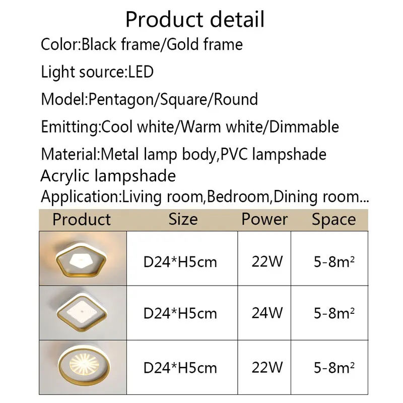 

Black&Gold Modern Led Ceiling Lamp Corridor Light For Living room Dining room Bedroom Kitchen Light Indoor Ceiling Lights Metal