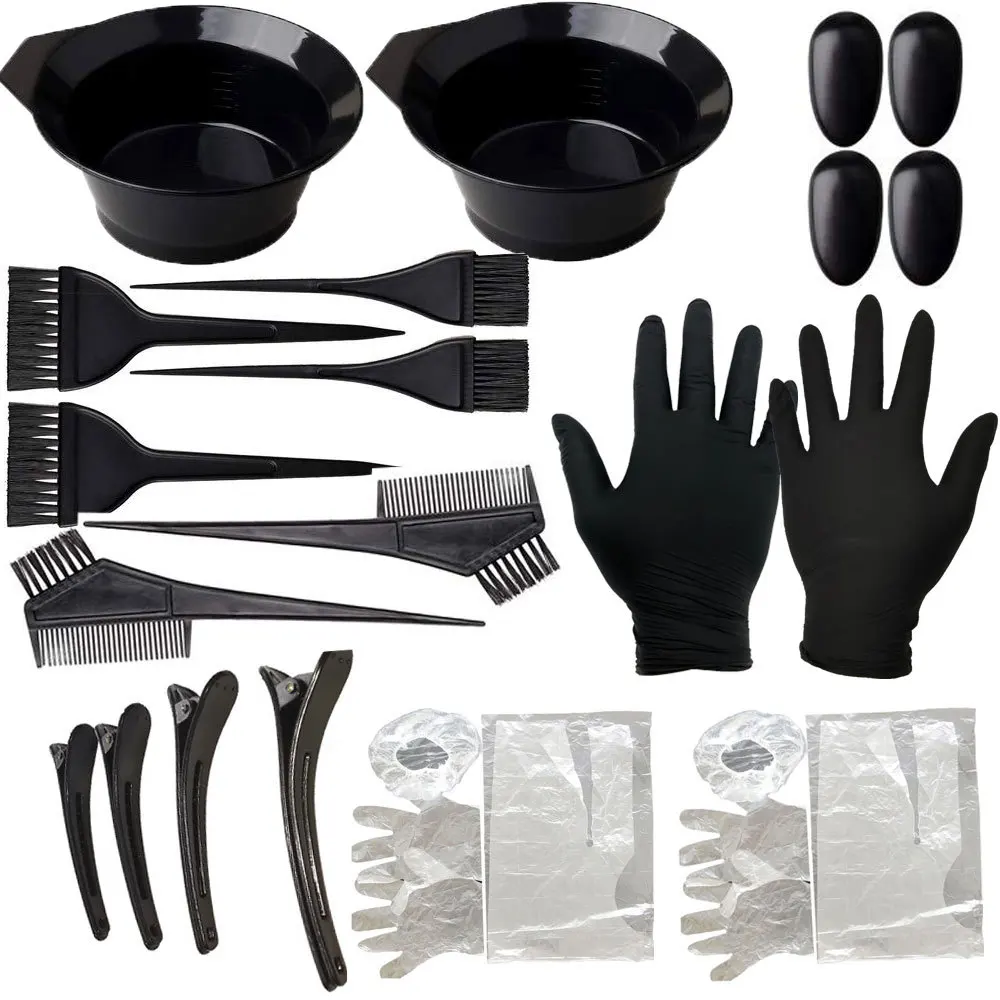 

22Pcs/Set Home Salon Hair Dyeing Brush Hair Dyeing Cream Bowl Coloring Brush Comb Earcap Clips Dyeing Cape Kits Hair Tint Tool