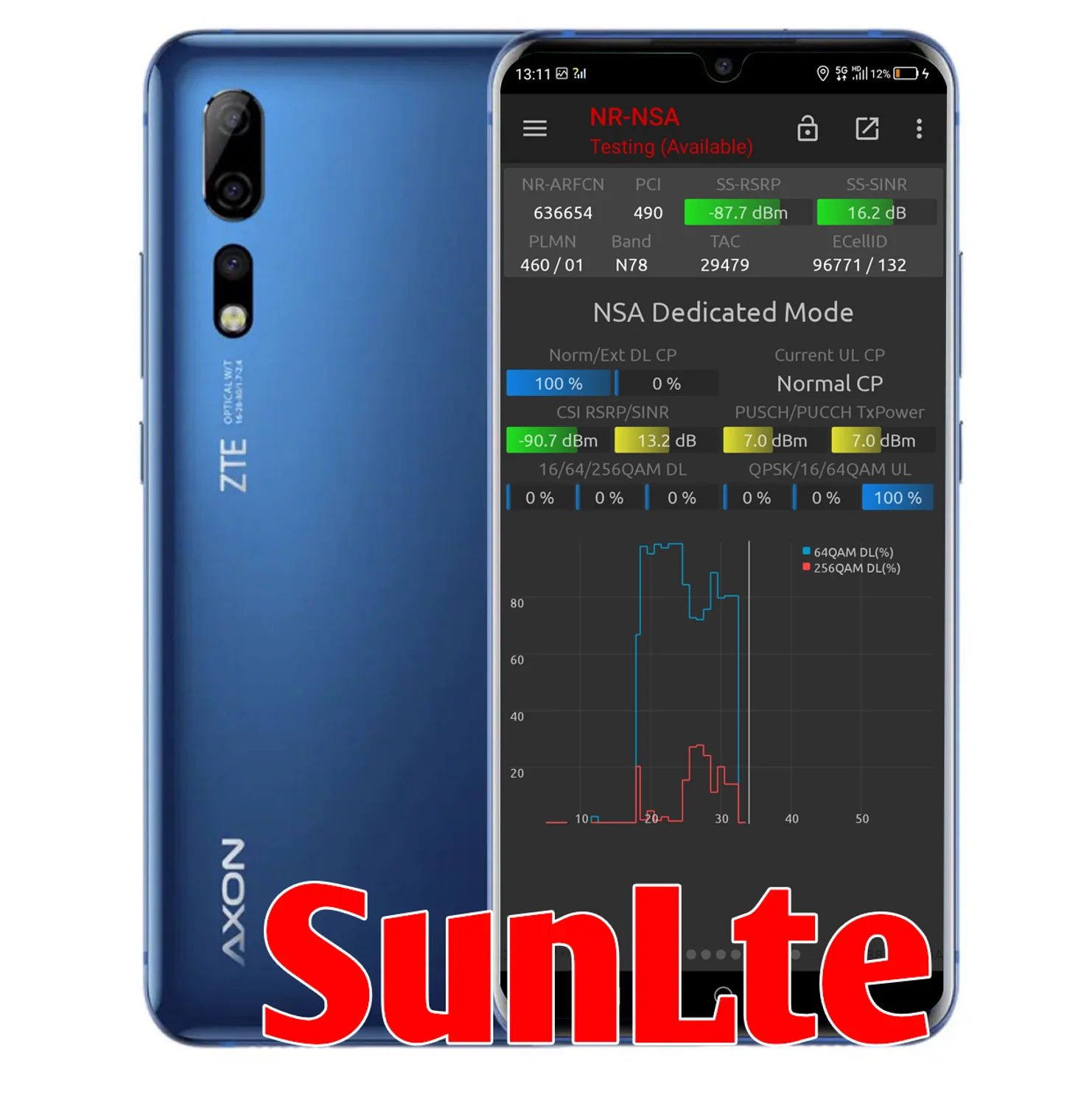 5G NR NSG тестовый инструмент zte AXON 10 Pro 5G устройство Поддержка NSA N41 и N78 диапазон, поддержка внешней антенны