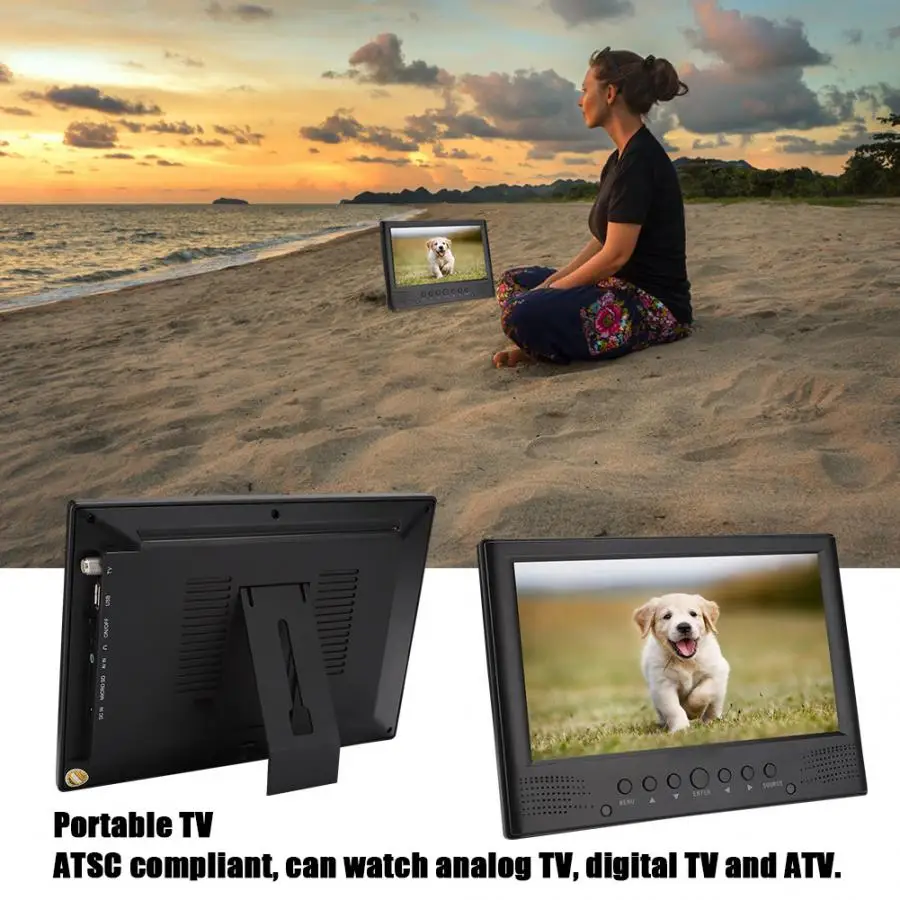 LEADSTAR 9 дюймов DVB-T/T2 ATSC Портативный цифровой телевизор фронтальный динамик мини автомобиль аналоговый телевизор tf-карта Телевизор с автомобильным держателем зарядные устройства