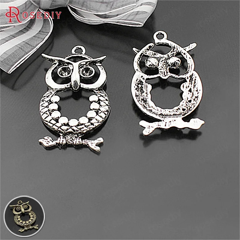 

6PCS 45x22MM Antique Style Zinc Alloy Owl Charms Pendants Diy Jewelry Findings Accessories Wholesale