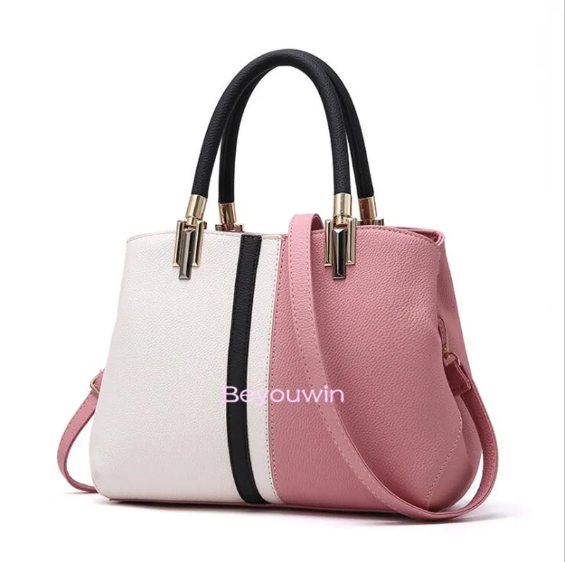 1pcs double color lady handbag high quality pu leather |