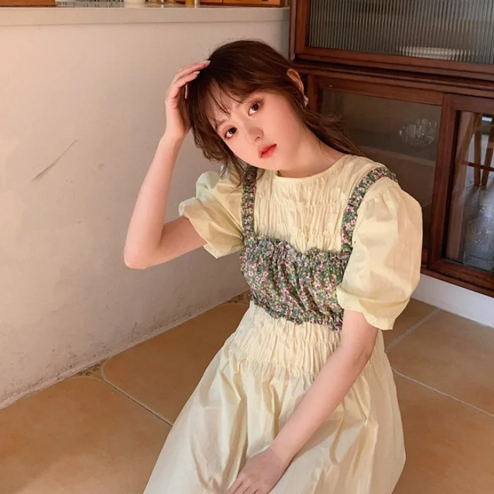 Платье Фея 2020 Новинка Лето пышные рукава белое супер Мори длинное платье